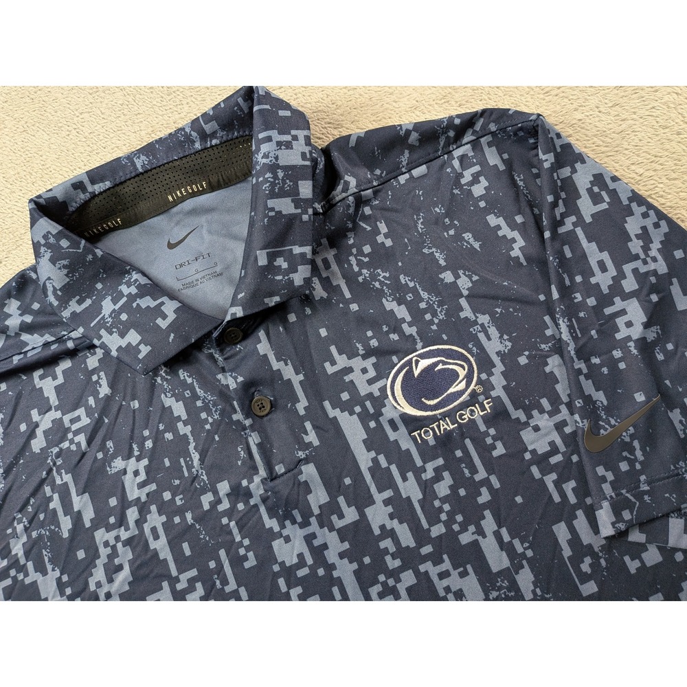 Nike Golf Mens Penn State Dri-FIT Polo Shirt Large Blue Digital Camo CU9533-451
